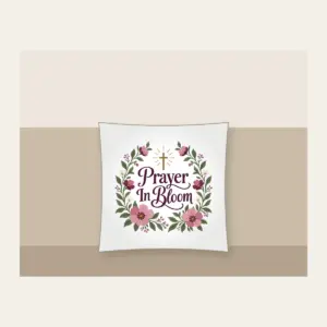 Prayer In Bloom Pillow in white