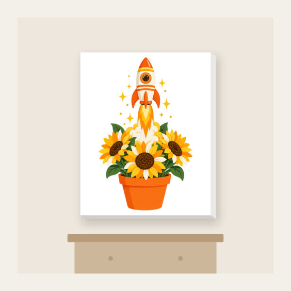 Product image Striped Rocket in Sunflower Pot Canvas Print