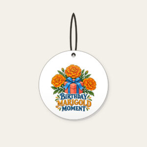 BIRTHDAY MARIGOLD MOMENT Ceramic Ornament in white