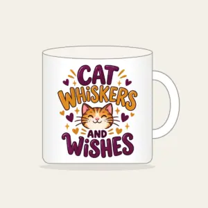CAT WHISKERS AND WISHES Mug in white