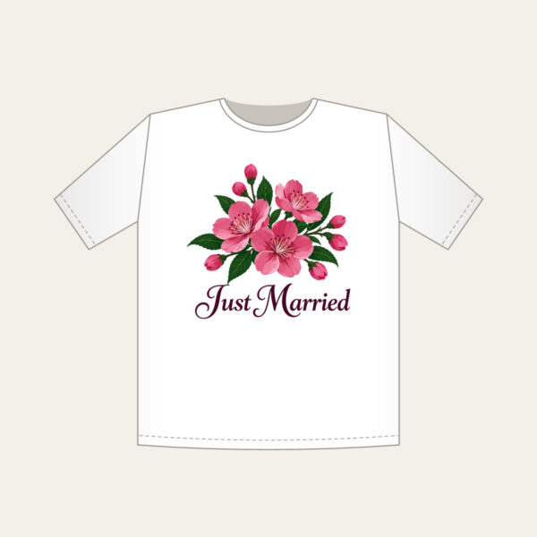 Product image Cherry Blossoms and Just Married Wording T-Shirt