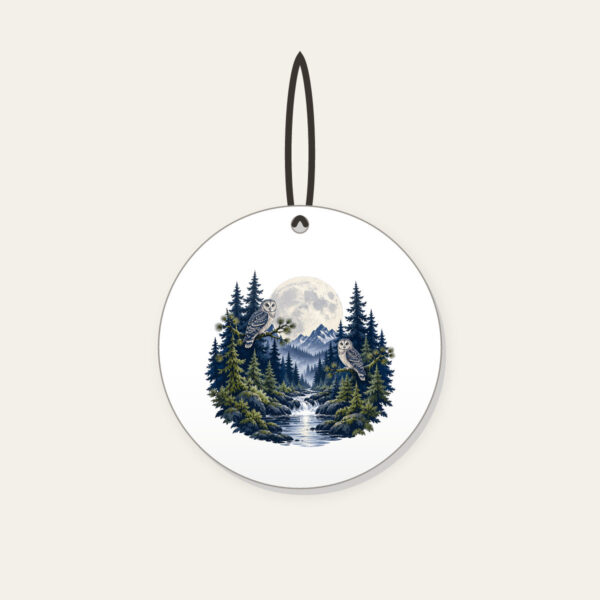 Product image Moonlit Pine Forest with Owls Ceramic Ornament