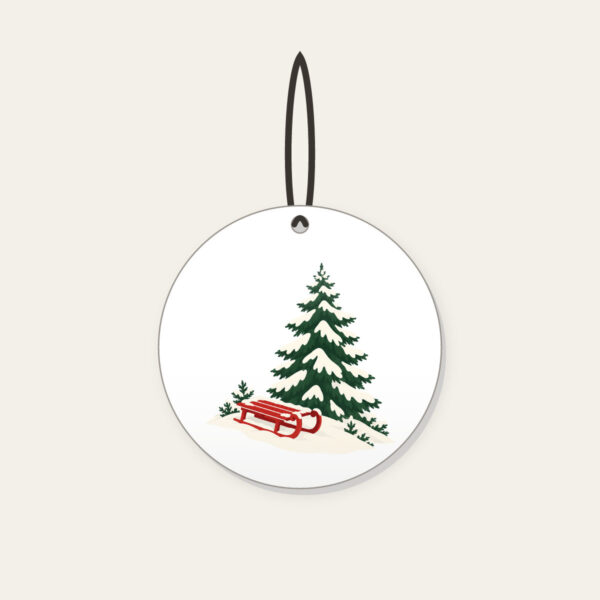 Product image Red Sled on a Snowy Hill Ceramic Ornament