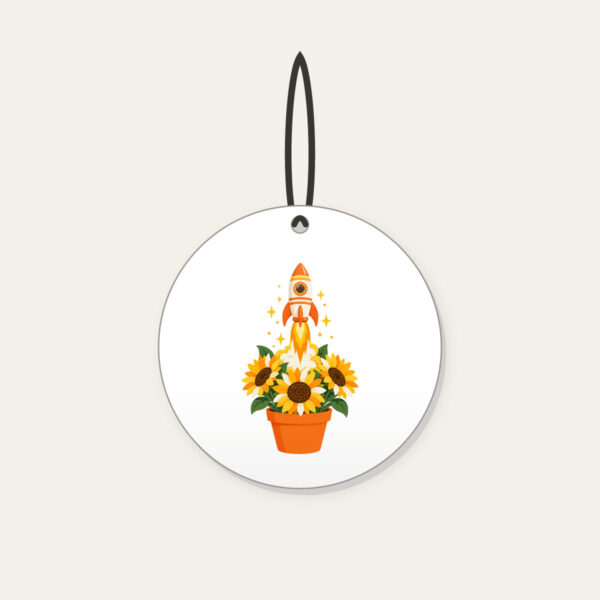 Product image Striped Rocket in Sunflower Pot Ceramic Ornament