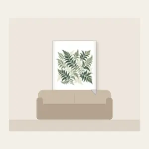 Fern Lattice Fleece Blanket in white: Fern fronds interlaced into a lattice in sage, forest green and cream.