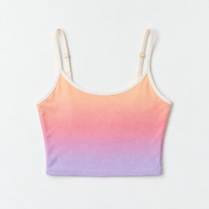 Apricot Gradient Fitted Tank with a smooth gradient from apricot to rose to pale lilac with soft grain