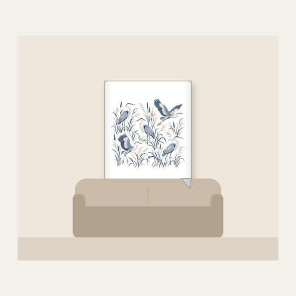 Product image Herons and Reeds in Grey-Blue Fleece Blanket