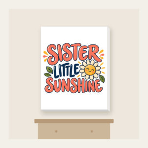 SISTER LITTLE SUNSHINE Canvas Print in white