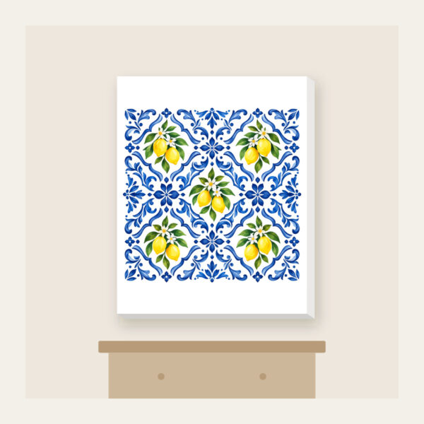 Product image Cobalt Mediterranean Tiles with Lemons Canvas Print