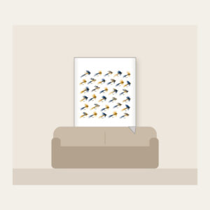 Trout Flies in Diagonal Rows Fleece Blanket in white: Tiny trout flies lined up in diagonal rows in navy, gold and cream.