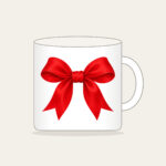Single Red Ribbon Bow Mug in white: One plain red ribbon bow, with no other artwork.