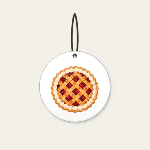 Lattice Berry Pie Ceramic Ornament in white: A lattice-top pie bursting with red berries and a cream crust edge.