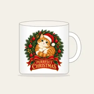 Purrfect Christmas Mug in white