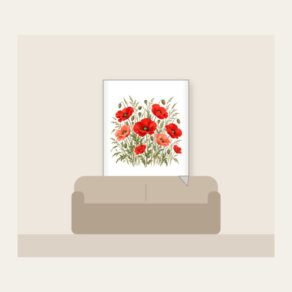 Product image Poppies and Tall Grasses on Cream Fleece Blanket