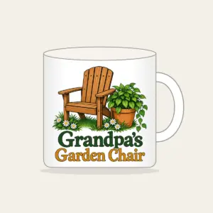 Grandpa's Garden Chair Mug in white