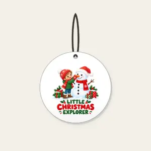 Little Christmas Explorer Ceramic Ornament in white