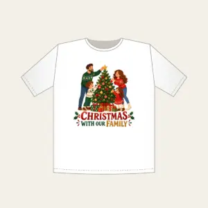 Christmas With Our Family T-Shirt in white