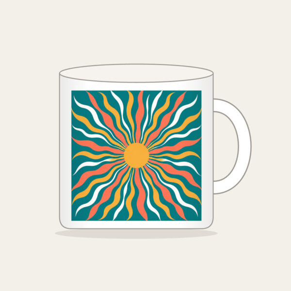 Product image Sunrise Lines in Coral and Gold on Teal Mug