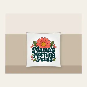 Mama's Morning Petals Pillow in white
