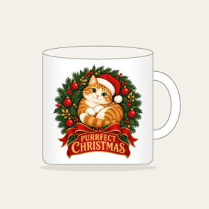 Purrfect Christmas Mug in white
