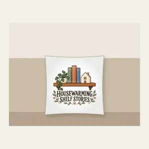 HOUSEWARMING SHELF STORIES Pillow in white