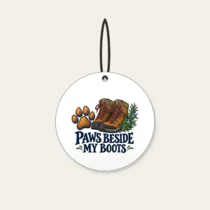 PAWS BESIDE MY BOOTS Ceramic Ornament in white
