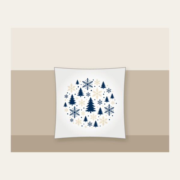 Product image Snowflakes and Pines in Navy and Cream Pillow