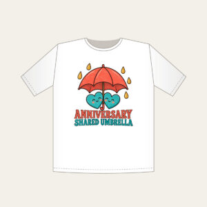 ANNIVERSARY SHARED UMBRELLA T-Shirt in white