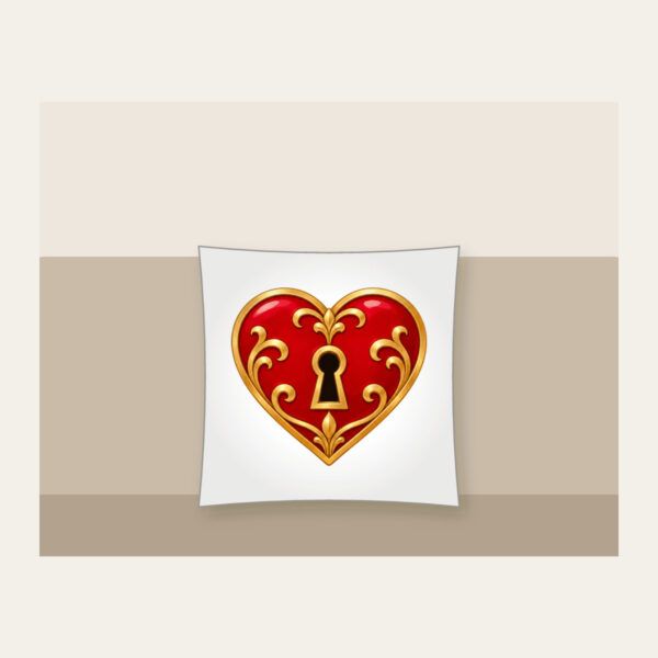 Product image Heart and Keyhole in Red and Gold Pillow