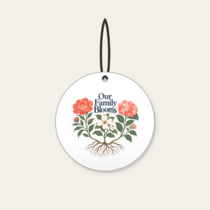 Our Family Blooms Ceramic Ornament in white