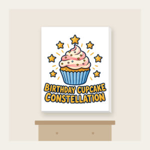 BIRTHDAY CUPCAKE CONSTELLATION Canvas Print in white