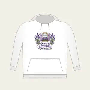 Nana's Lavender Window Hoodie in white