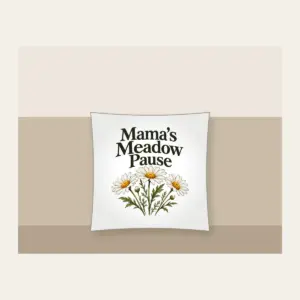 Mama's Meadow Pause Pillow in white