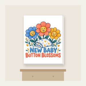NEW BABY BUTTON BLOSSOMS Canvas Print in white