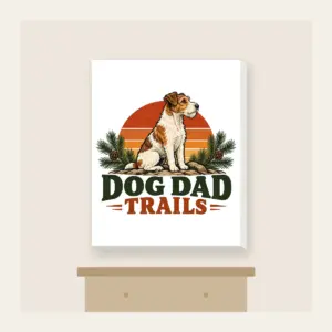 DOG DAD TRAILS Canvas Print in white