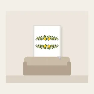 Olive and Lemon Branch Border Fleece Blanket in white: Olive and lemon branches run along both long edges in green, gold and cream.