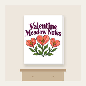 Valentine Meadow Notes Canvas Print in white