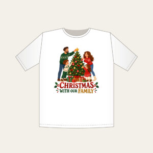 Christmas With Our Family T-Shirt in white