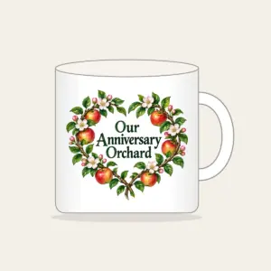 Our Anniversary Orchard Mug in white