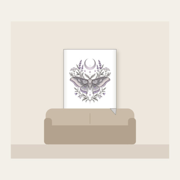 Product image Moth and Crescent Moon with Herb Sprigs Fleece Blanket