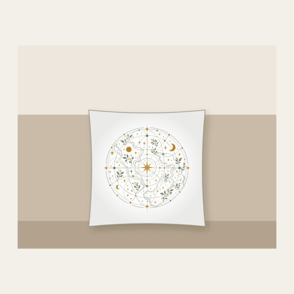 Product image Map Lines with Blooms and Stars Pillow