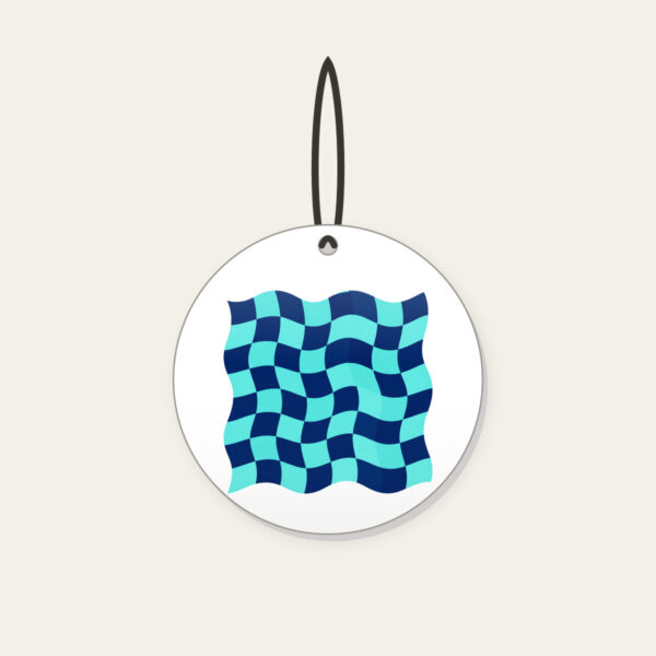 Product image Ripple Checkerboard in Navy and Aqua Ceramic Ornament