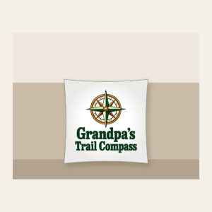 Grandpa's Trail Compass Pillow in white