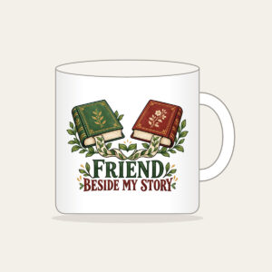 FRIEND BESIDE MY STORY Mug in white