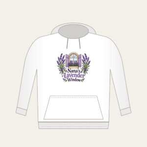 Nana's Lavender Window Hoodie in white
