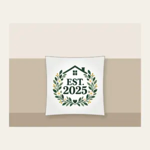 EST. 2025 Pillow in white