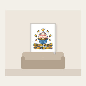 BIRTHDAY CUPCAKE CONSTELLATION Fleece Blanket in white