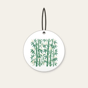 Jade Bamboo Grove Pattern Ceramic Ornament in white: Tall bamboo stalks and slender leaves repeat in jade and cream.