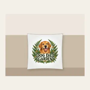 DOG DAD GARDEN Pillow in white