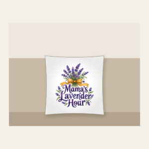 Mama's Lavender Hour Pillow in white